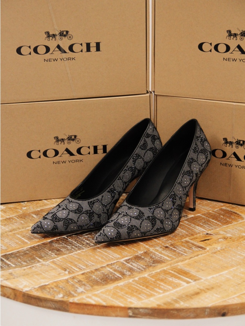 COACH size 7.5 crystal heels NEW
